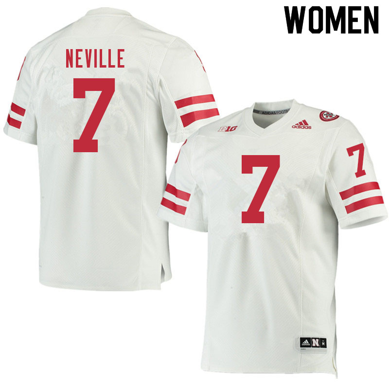 Women #7 Latrell Neville Nebraska Cornhuskers College Football Jerseys Sale-White - Click Image to Close
